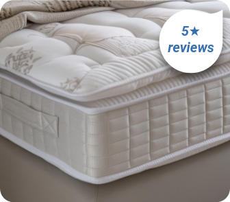 Full size pillow top mattress with white top and black sides